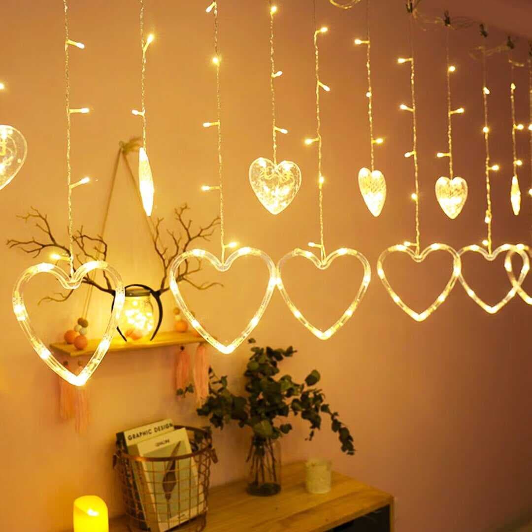 GÜN IŞIĞI - KALPLİ 3MT - FİŞLİ EKLEMELİ - FONKSİYONLU LUX SARKIT PERDE LED - DEKOR LAMBA (5430)