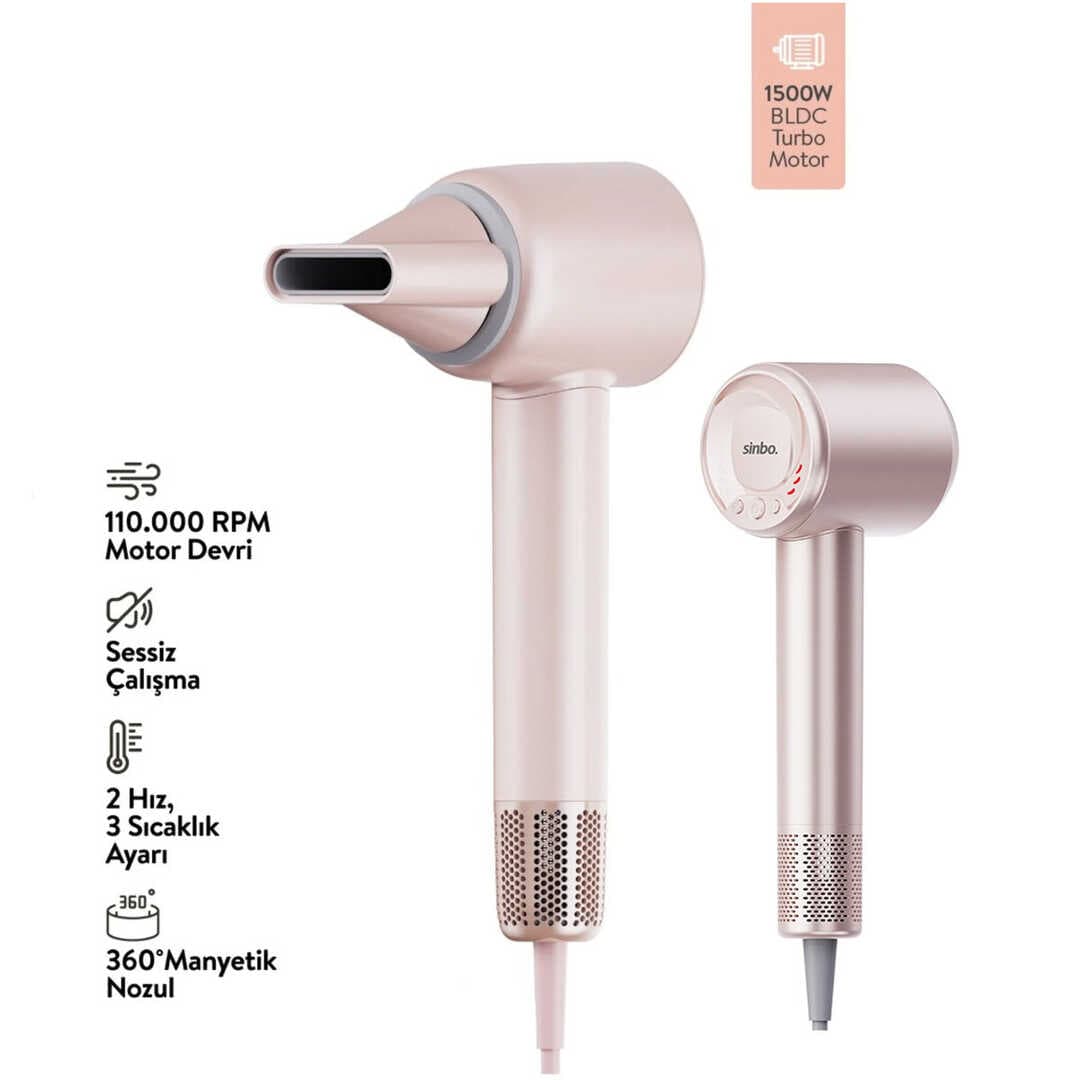 ŞAMPANYA BLDC TURBO MOTOR SAÇ KURUTMA - ŞEKİL MAKİNESİ 1500W 3-KDM.HIZ 4-KDM.ISIAYAR=SICAK-ILIK-HAFİF-SOĞUK SHD-1739 (5430)