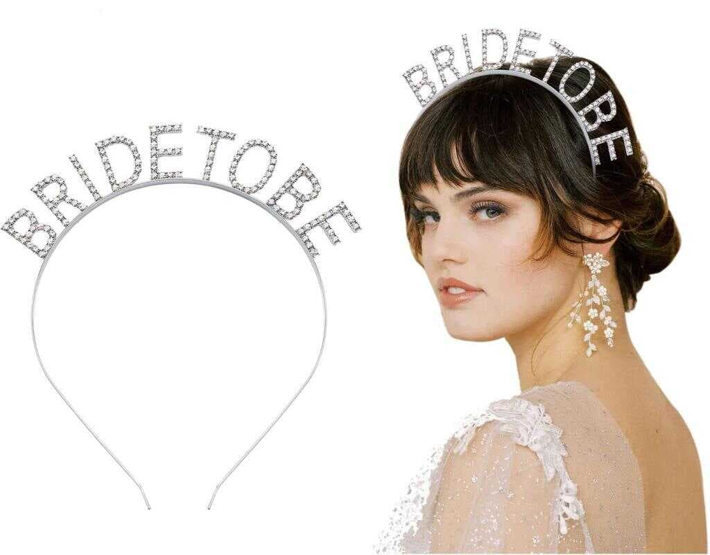 NessiWorld Gümüş Kaplama Kristal Taşlı Bride To Be Gelin Tacı 16x17 cm