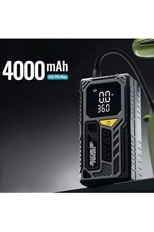 4000mah Hava Kompresörü Powerbank Özellikli Kompresör Araba Bisiklet Top Lastik Şişirme Pompası
