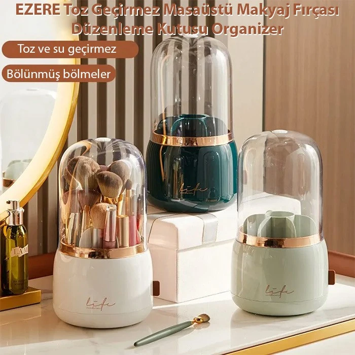 EZERE Toz Geçirmez Masaüstü Makyaj Fırçası Düzenleme Kutusu Organizer-(5775)