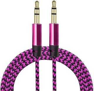 Diwu AUX Stereo 3.5mm Data Ses Örgü Kablo Pembe