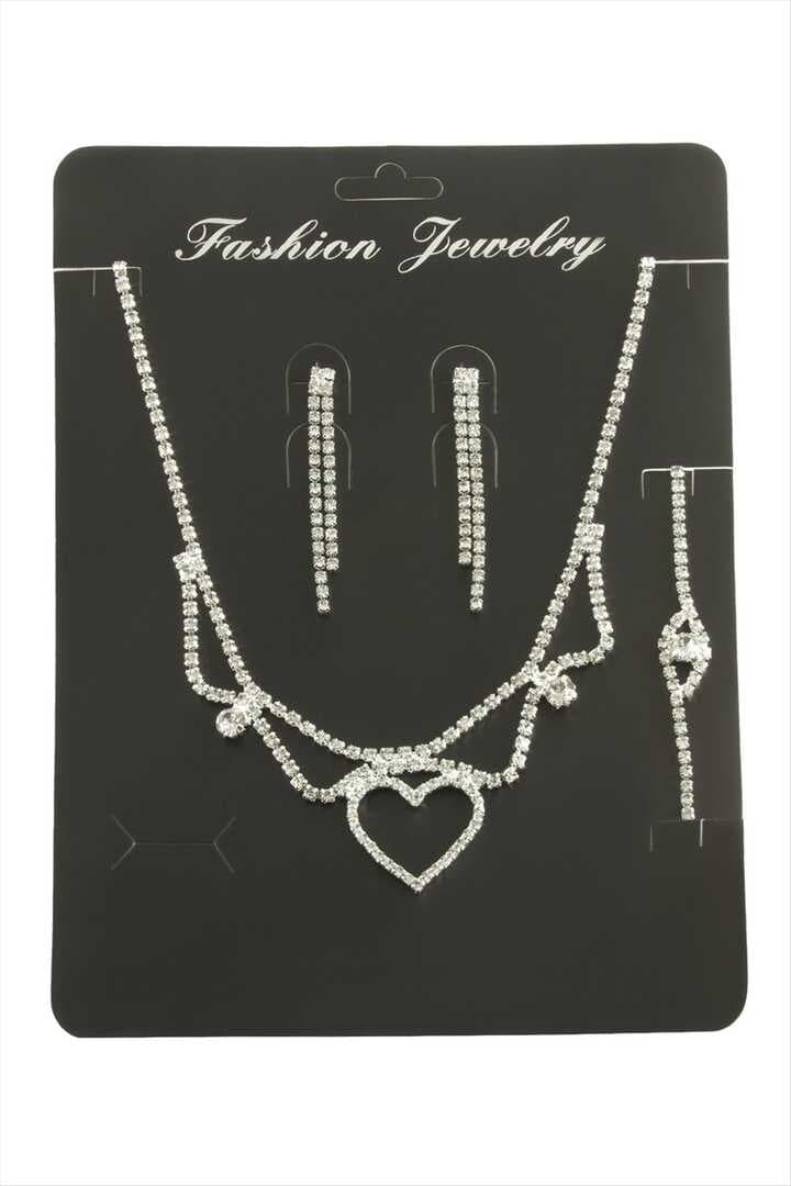 Kalp Taşlı Set Kolye