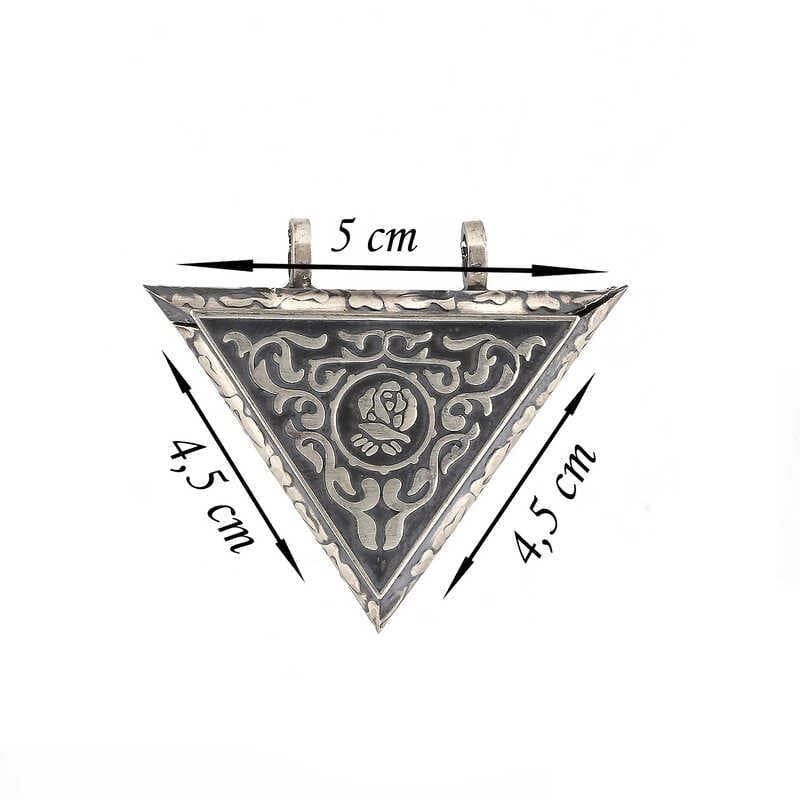 925 Ayar Gümüş Üçgen İçi Açılabilen Gül Muskalık Gümüş Kolye (T6061) (477477)