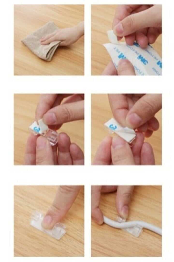 Kablo Sabitleyici Klipsler 20 Adet Kablo Düzenleyici Duvar Fayans Cam Kablo Tutucu Yapışkanlı Klips (477477)