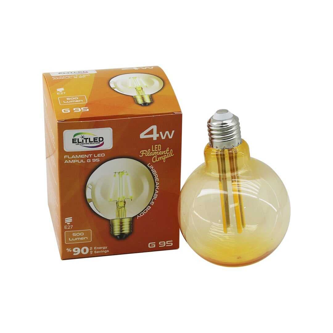 4W - E27 GOLD COLOR FLAMENT RUSTİK AMPUL 400LUMEN - 2200K KIRILMAZ GÖVDE (5430)