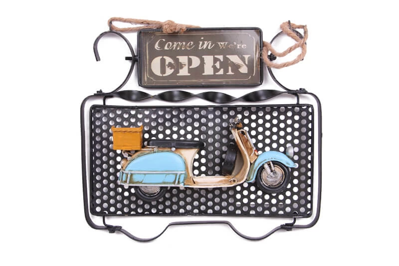 Dekoratif Metal Kapı Yazısı Scooter Dekorlu