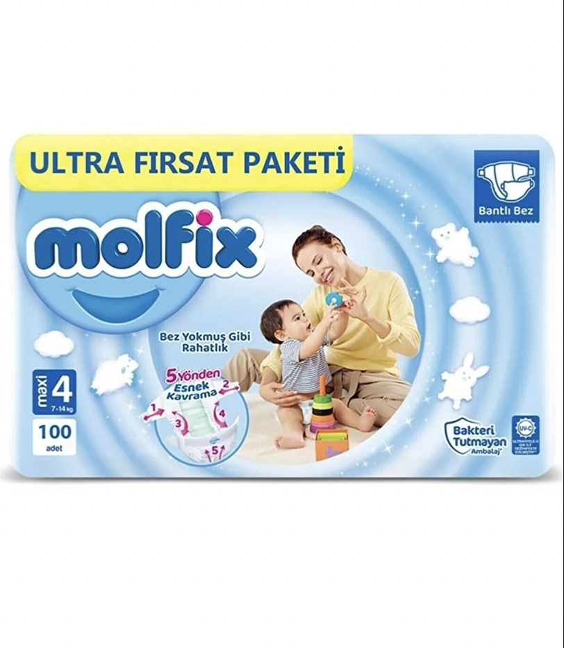 Molfix Bebek Bezi Ultra Fırsat Paketi Maxi 4 No 100 Lü