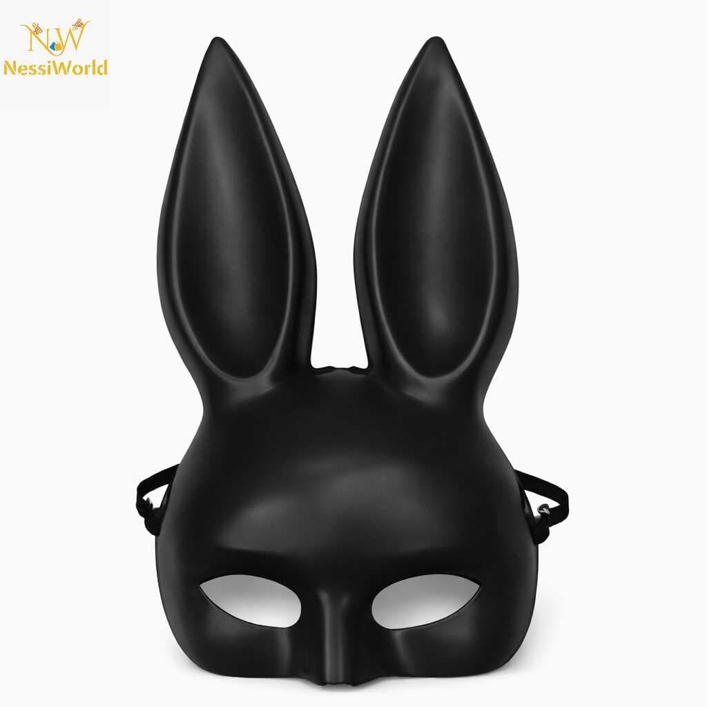 Uzun Kulaklı Siyah Lüks Tavşan Maskesi