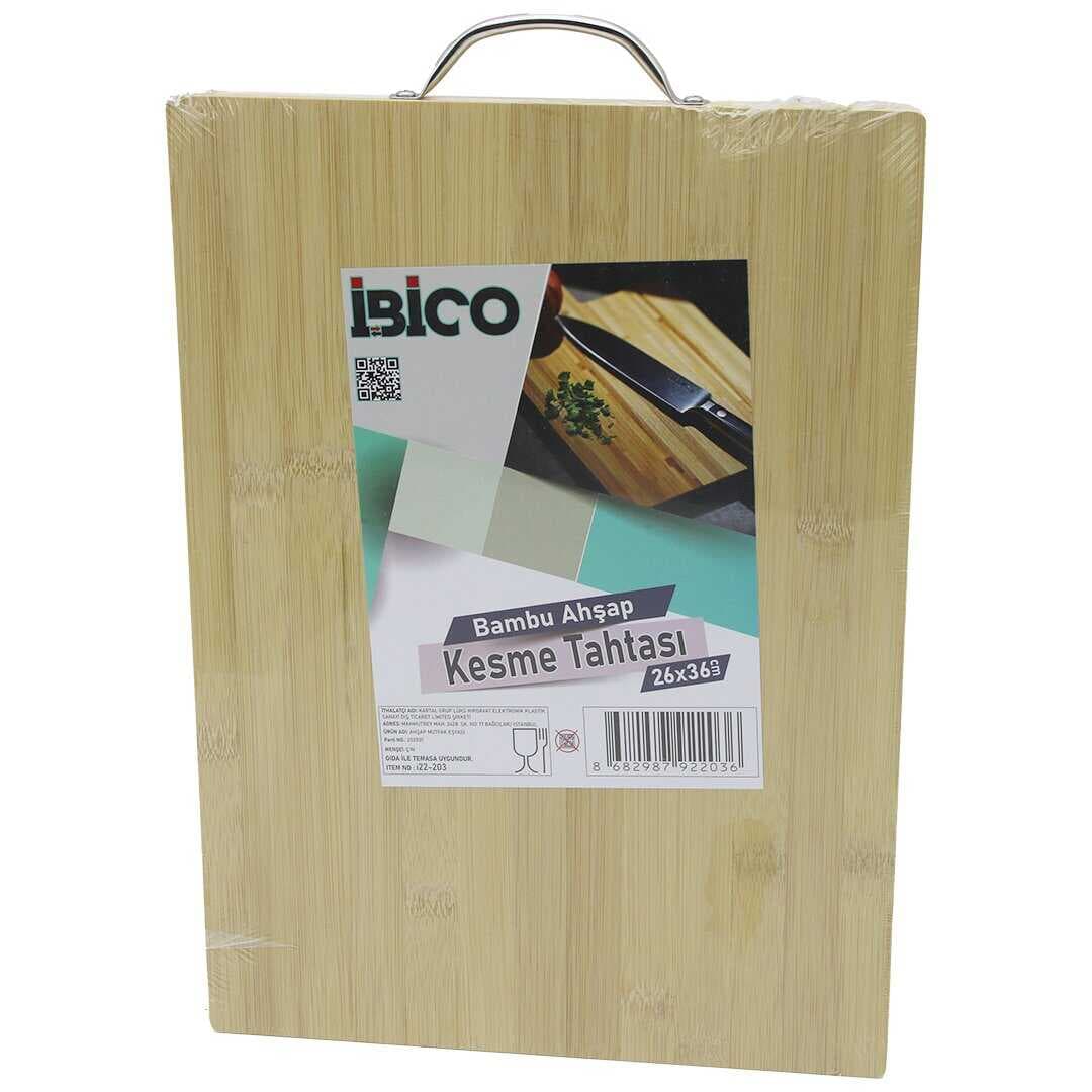 26X36 X 1.7CM LUX AHŞAP BAMBU KESİM PANOSU - KESME TAHTASI METAL KULPLU (5430)
