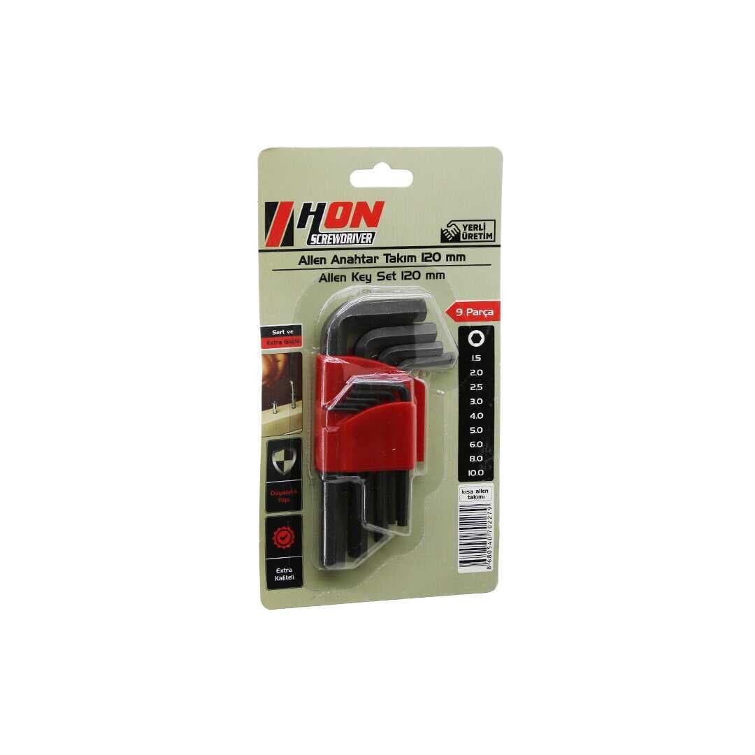 9PCS SİYAH KISA - DÜZ 120MM ALYAN ALLEN ANAHTAR TAKIMI BRKT-702279 (5430)