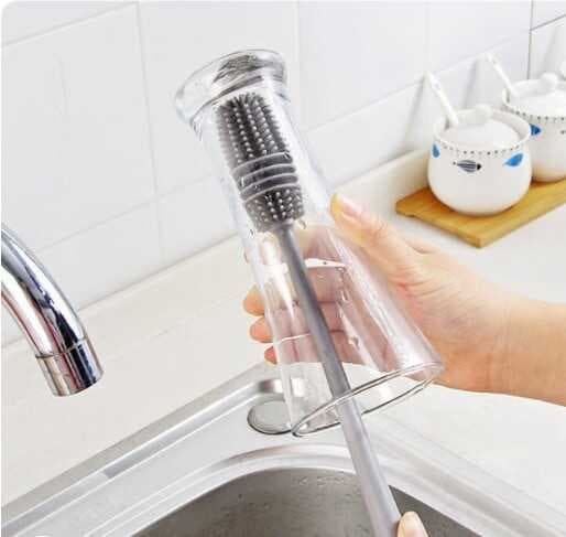 Uzun Saplı Silikon Biberon ve Kavanoz Yıkama Fırçası