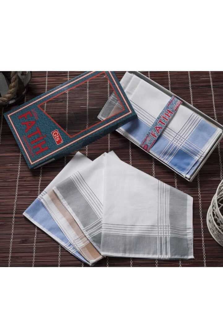 Fatih Kutulu 40x40 cm Düzine 12 Adet Kumaş Mendil FM 01