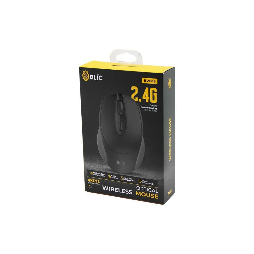 BLİC-BWM3 SİYAH KABLOSUZ MOUSE 2.4G 8-10M DİSTANCE WİRELESS - KABLOSUZ 1600DPI (5430)
