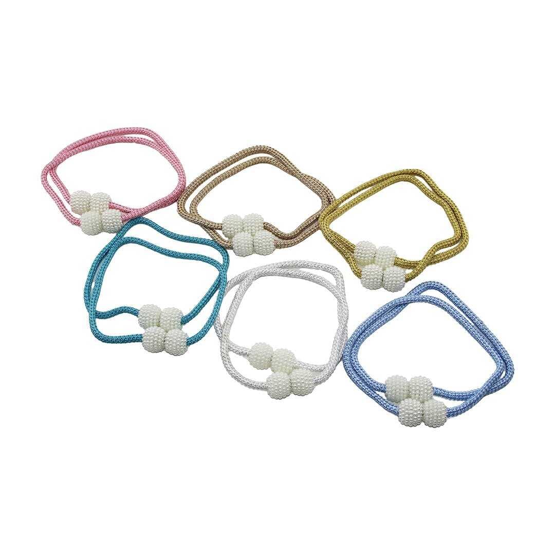 2PCS   BONCUK TOPLU - MIKNATISLI  RENKLİ PERDE İPİ (5430)