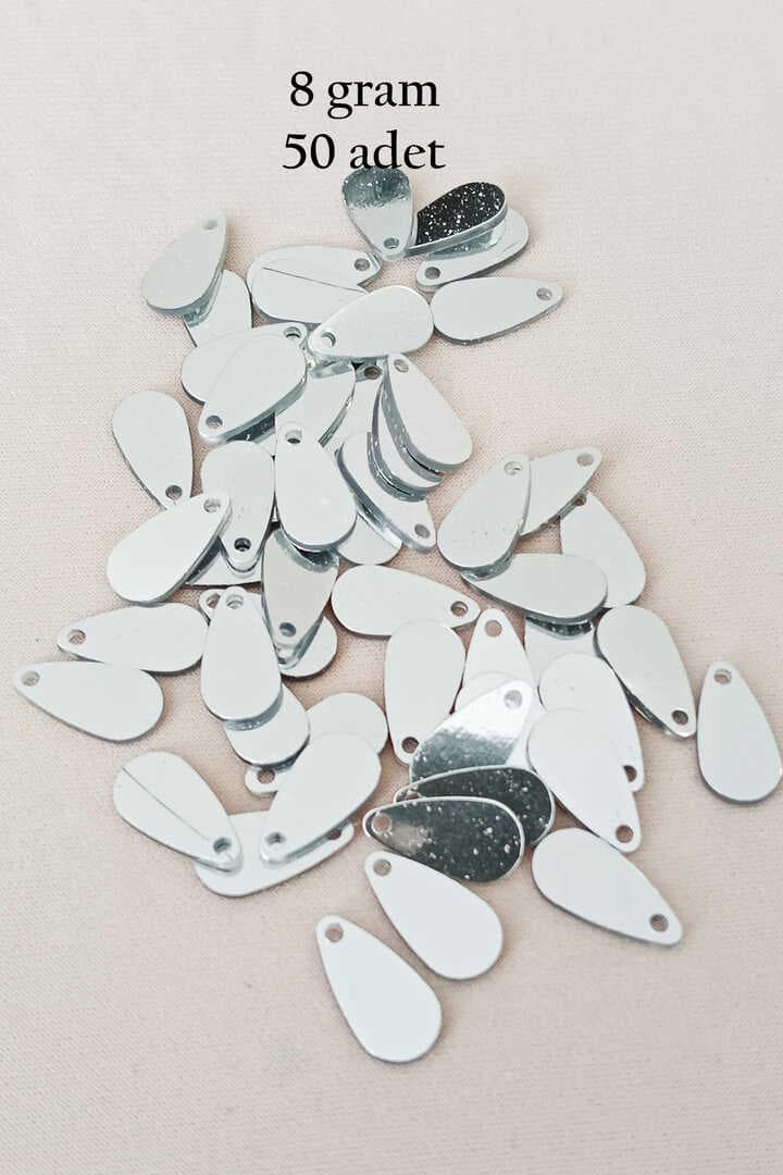 Oya Abiye Bileklik Kolye Pleksi Metalik Plastik Pul Gümüş Renk 8 gram 50 adet - BNC531