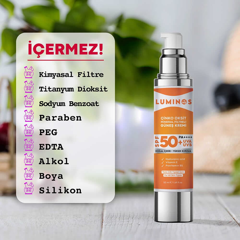 Luminos Çinko Oksit Mineral Filtreli Spf 50 Doğal Güneş Kremi - 50ml