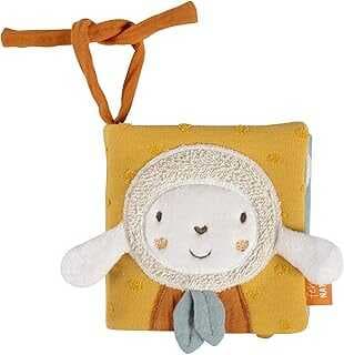 fehnNATUR koyun Fehn yumuşak kitap - ses çıkaran bebek oyuncağı kitabı - hışırtılı kağıtlı ve aynalı bebek kitabı - sabitleme kordonlu bebek kitabı - 0+ aylık bebekler ve küçük çocuklar için