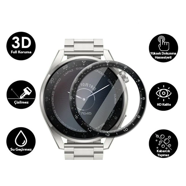 Huawei Watch 3 Pro 3D Full Kaplama Ekran Koruyucu PET+PMMA-(5775)