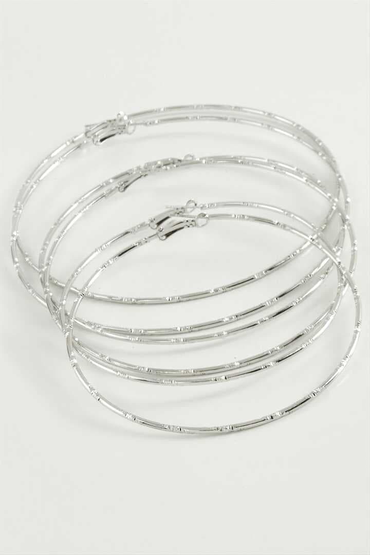 Noktalı Metal Halka Küpe 6 Adet