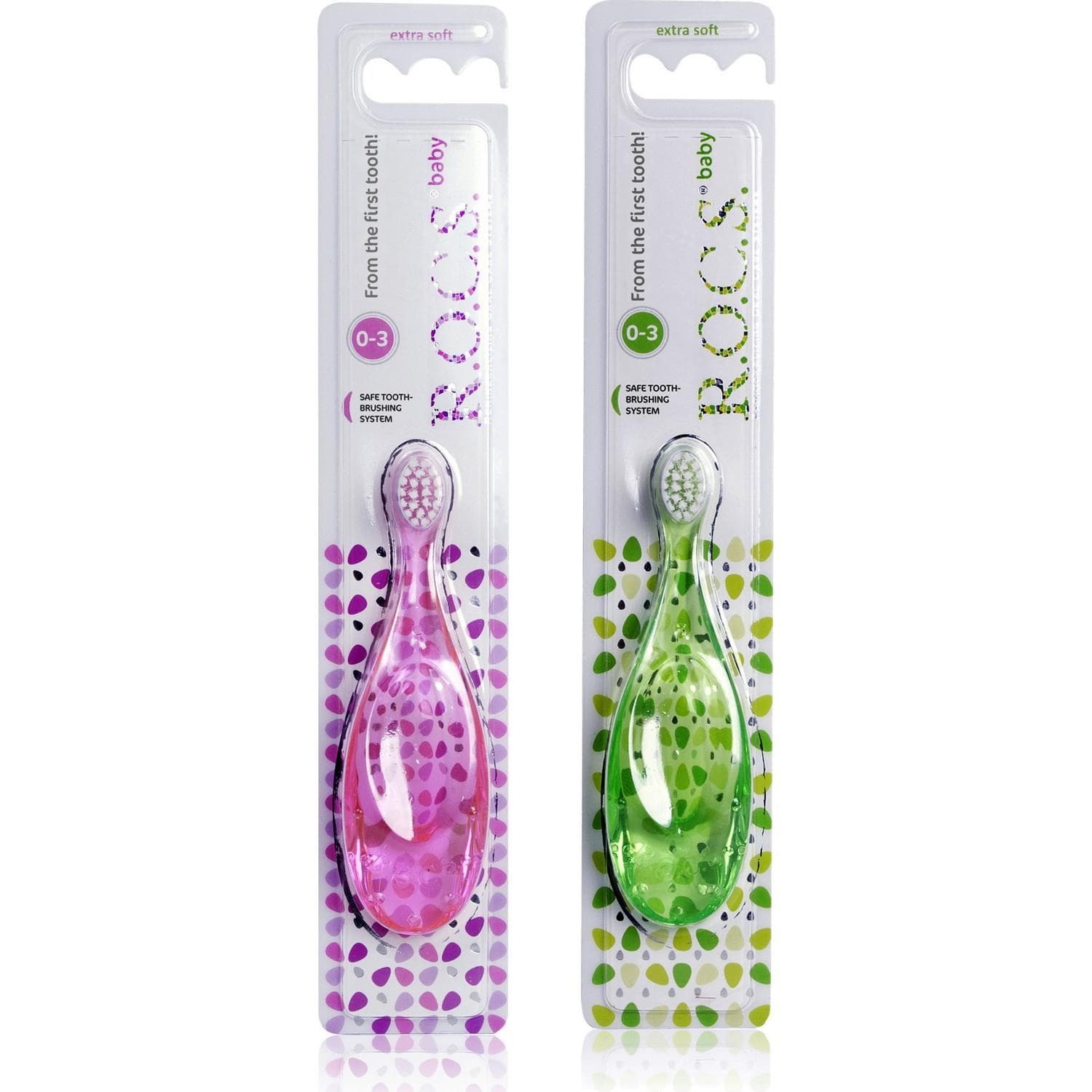 Rocs Baby Bebek Diş Fırçası - Pembe + Yeşil