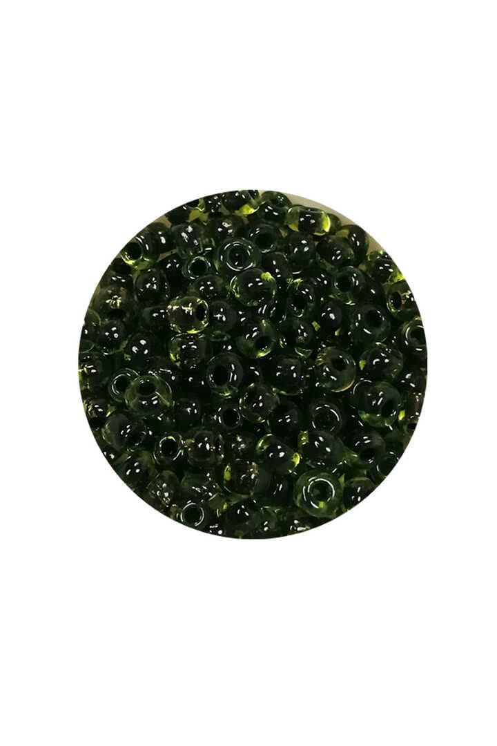 Dökme Cam Kum Boncuk (8/0) 3 mm - 20 Gram - Şeffaf Yeşil Siyah - BNC179