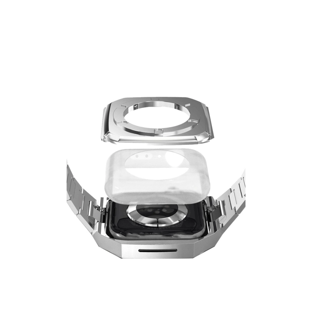 Apple Watch 44mm Metal Petek Kasalı Kordon (SAAT DEĞİLDİR) - Gümüş