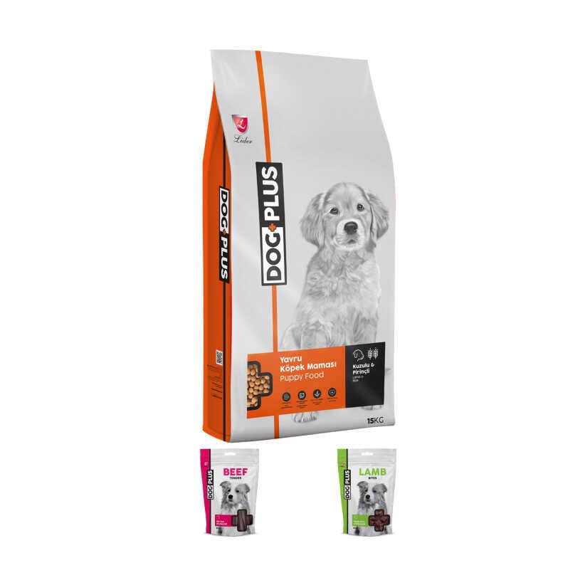 DogPlus Kuzu Etli Pirinçli Yavru Köpek Maması 15 Kg + Kuzu Etli + Dana Etli Ödül