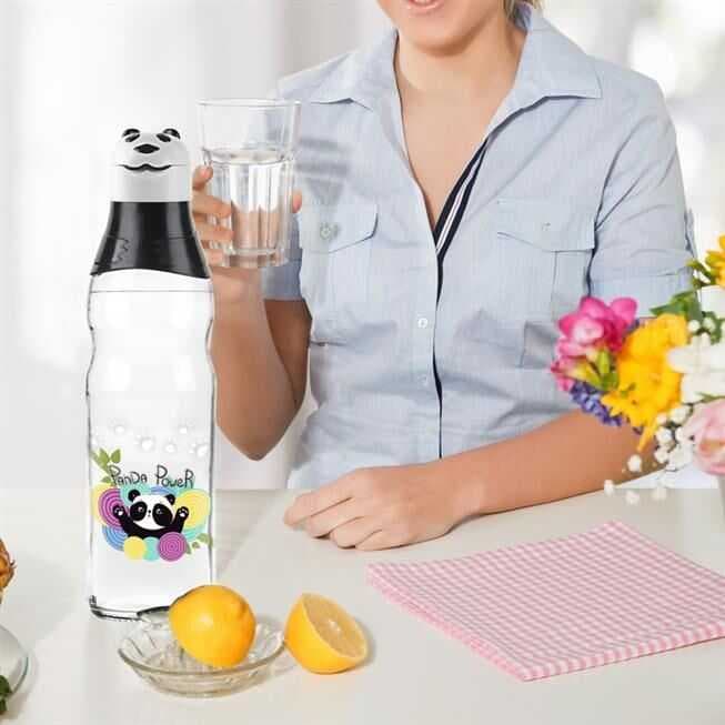 Sevimli Panda Tasarımlı Cam Suluk  Sızdırmaz 1000 ML (477477)