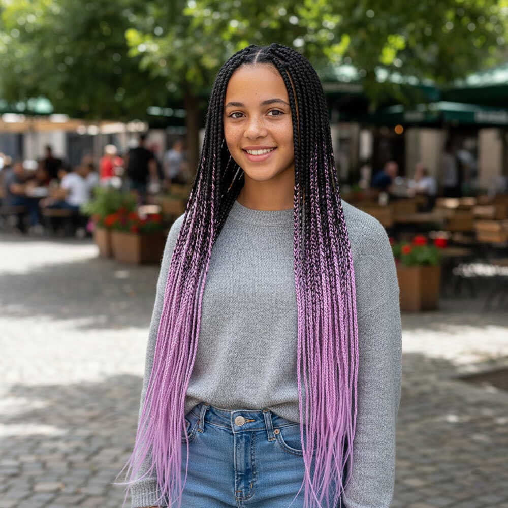 Afrika Örgüsü Ve Rasta İçin Sentetik Ombreli Saç / Siyah / Lila