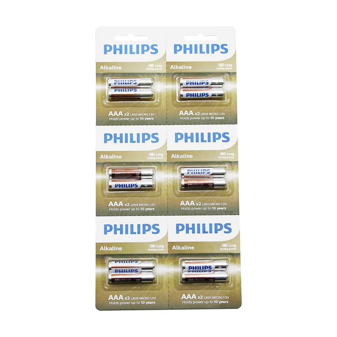PHILIPS  ALKALİNE İNCE - AAA - 1.5V  PİL  12PCS= 2Lİ X 6 (5430)