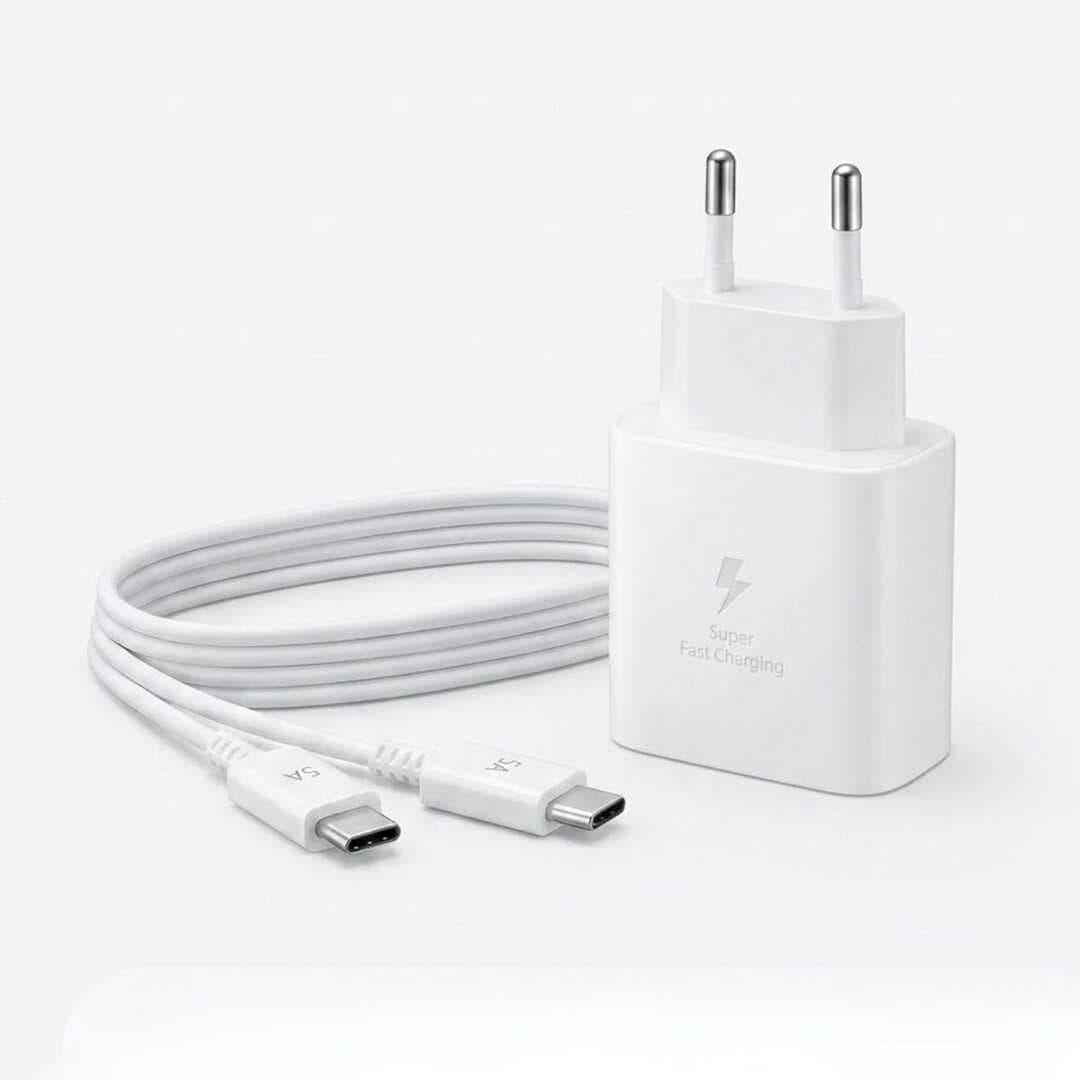45W Süper Hızlı Şarj Adaptörü USB-C PD 3.0 PPS Fast Charger + 5A Type-C to Type-C Kablo (5430)