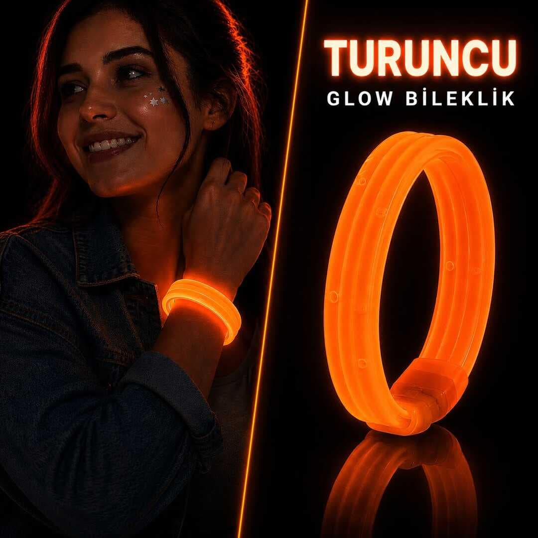 Turuncu Kalın Glow Bileklik – Kırılarak Yanan Parti ve Festival Bilekliği (5430)