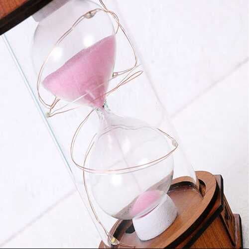 Işıklı Dekoratif Ahşap Kum Saati