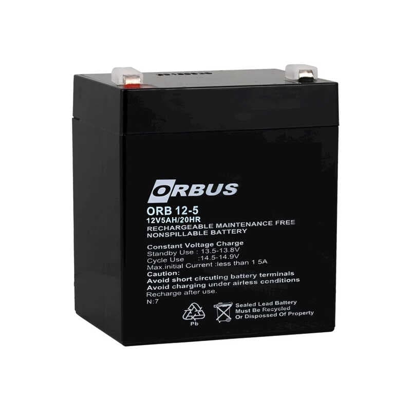 AKÜ 12 VOLT 5 AMPER ORBUS ORB12-5 (90 X 70 X 101 MM) (4767)