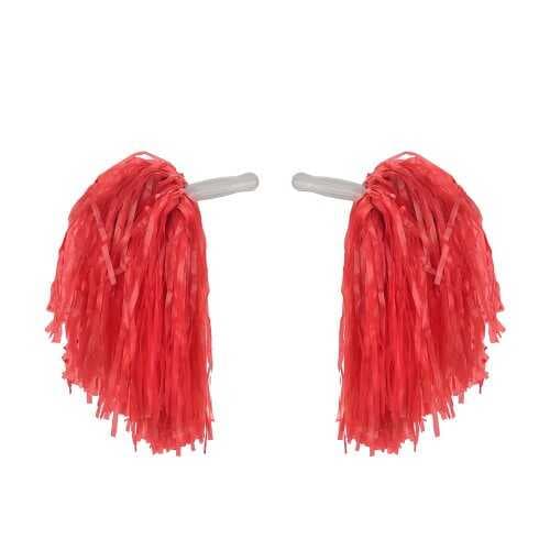 1 Çift ( 2 Adet ) Kırmızı Renk 23 Nisan Gösteri Ponponu