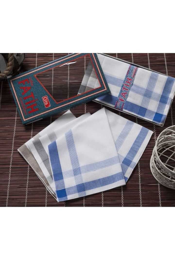 Fatih Kutulu 40x40 cm Düzine 12 Adet Kumaş Mendil FM 03