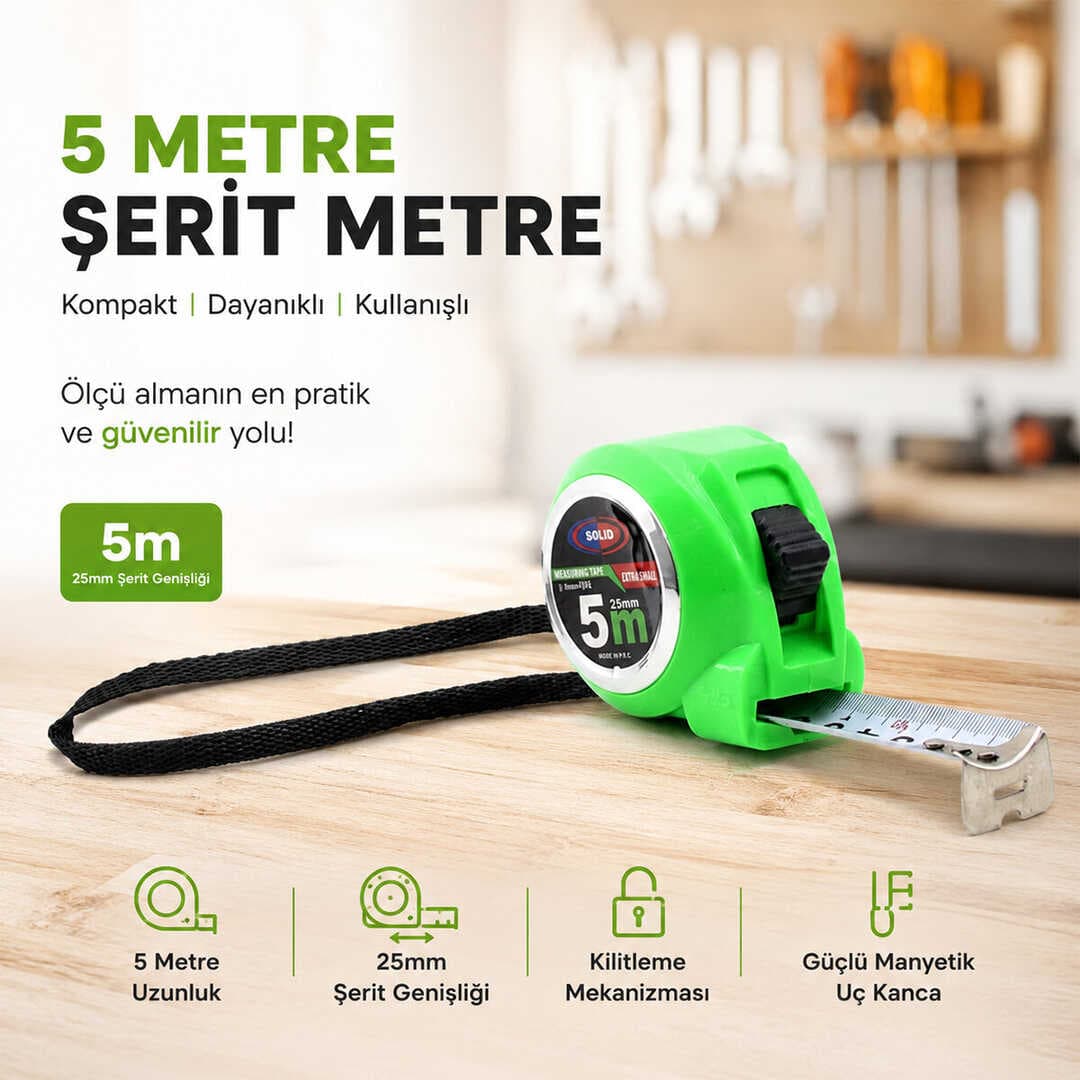 12 ADET MEASURING TAPE 5MTX25MM ŞERİT METRE (5430)