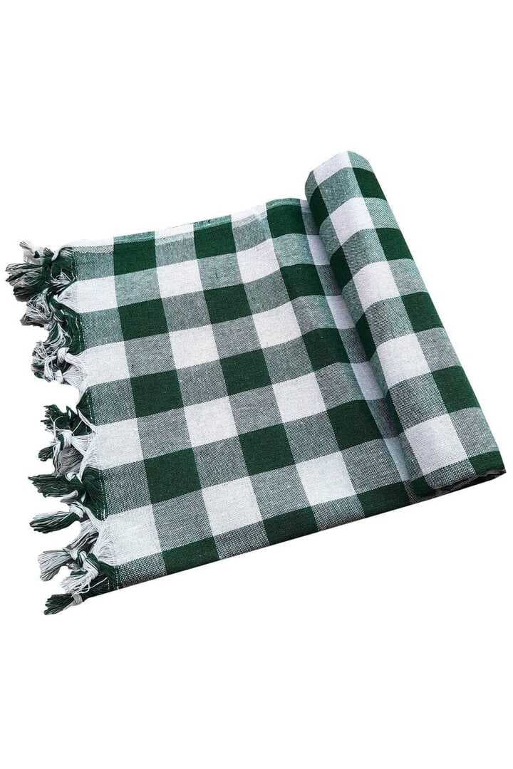 150x150 Cm Kareli Yer Sofra Bezi Piknik Masa Örtüsü Saçaklı