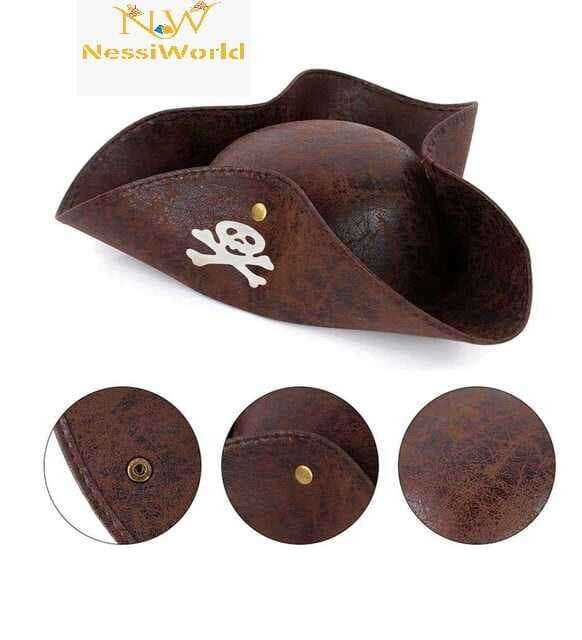 Kaptan Jack Korsan Şapkası Vinleks Deri Denizci Korsan Şapkası
