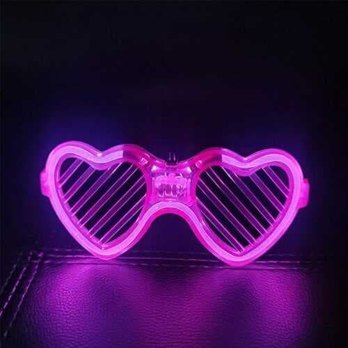 Pembe LED Işıklı Kalp Gözlük – 3 Modlu Parti &amp; Glow Gözlüğü