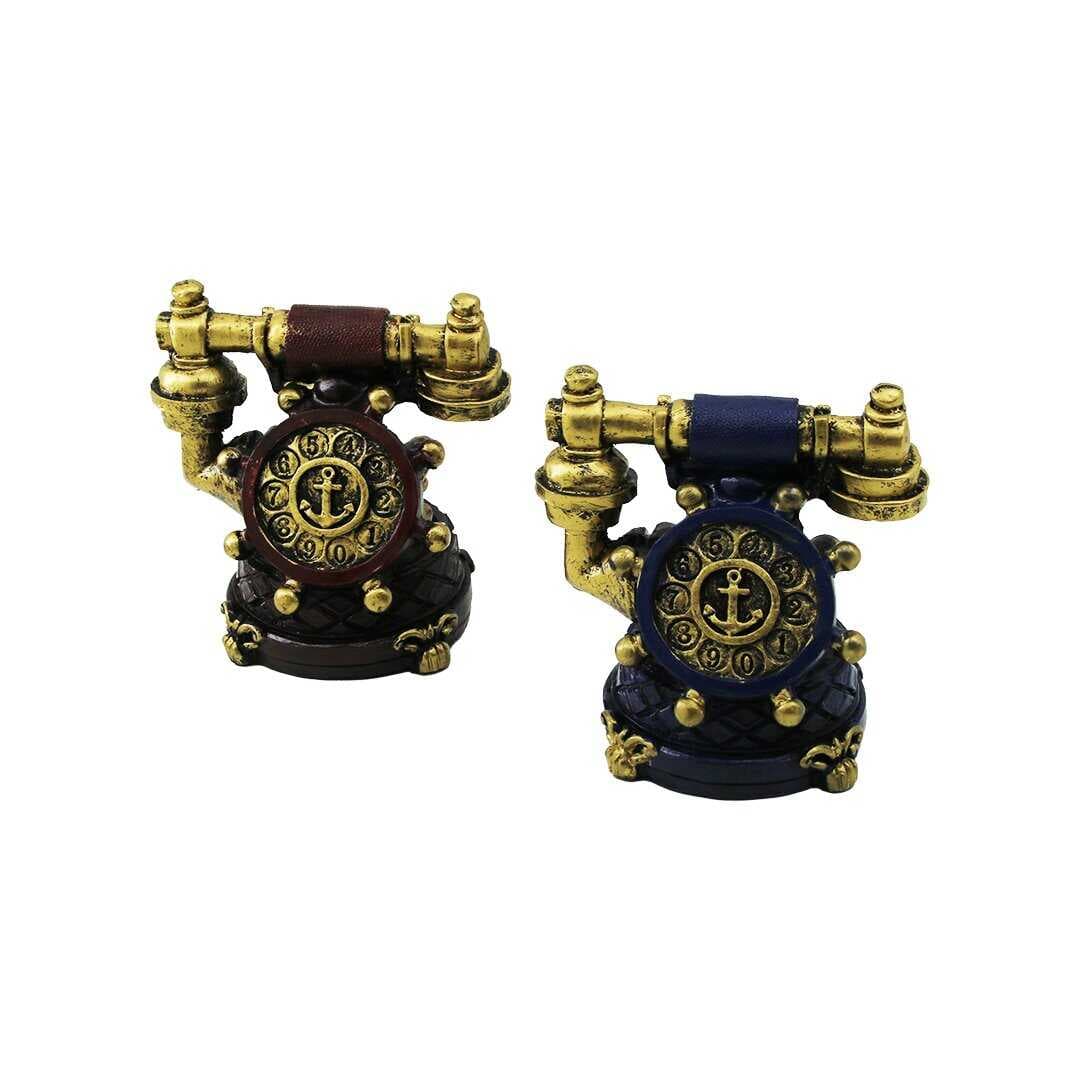 ANKESÖR TELEFON VİNTAGE DEKORATİF BİBLO - RENKLİ 10.5X6.5CM REÇİNE (5430)