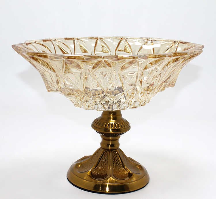 Gold Detaylı Eskitme Ayaklı Dekoratif Cam Sunumluk