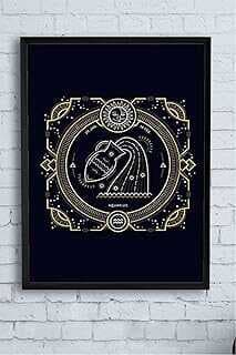 (14482) Siyah Kova Burcu Tasarım Çerçeveli Tablo 2 40 x 50