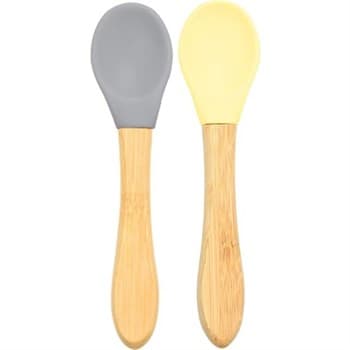 Oioi Bambu Saplı Silikon Kaşık - 2'li Gri-Sarı