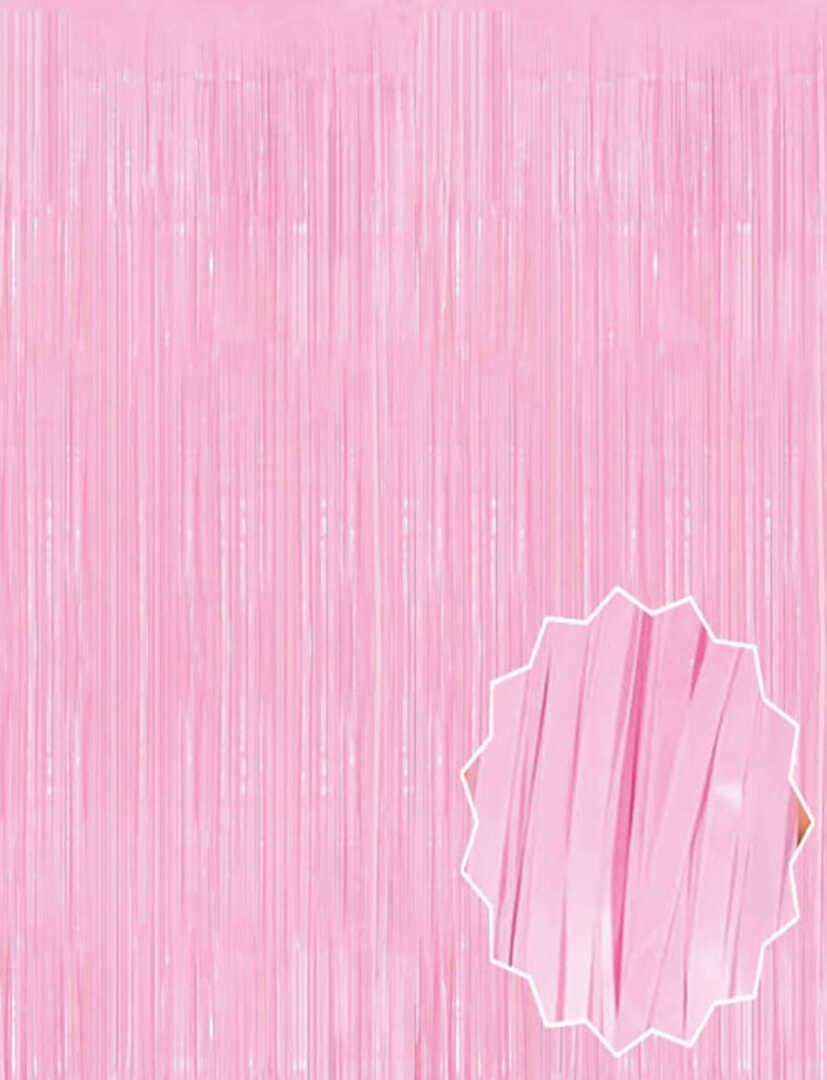 Soft Pembe Püsküllü Kapı Perdesi - Parti, Baby Shower, Cinsiyet Partisi 1x2 m (5430)