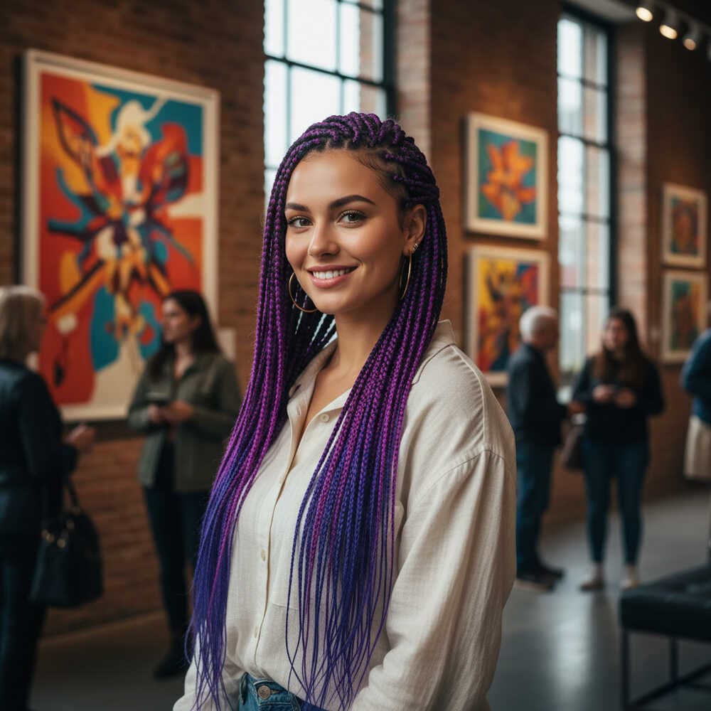 Afrika Örgüsü Ve Rasta İçin Sentetik Ombreli Saç / Açık Mor / Koyu Mor