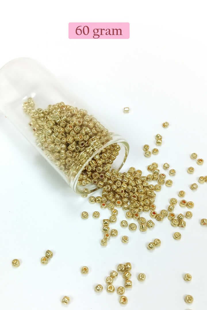 Dökme Cam Kum Boncuk (8/0) 3 mm - 60 Gram - Altın Rengi - BNC185