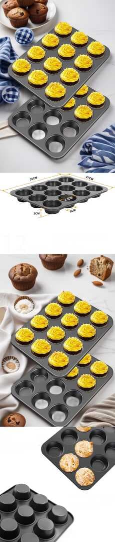 Turk 12 li Muffin Kalıbı Teflon Çelik 100 Muffin Kağıtlı