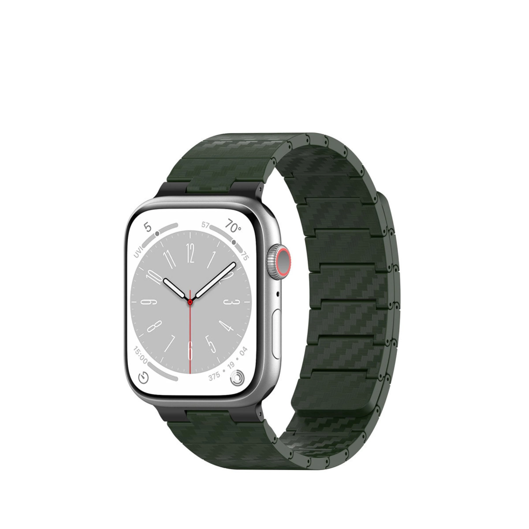 Apple Watch 45mm Carbon Steel Kordon (SAAT DEĞİLDİR) - Koyu Yeşil